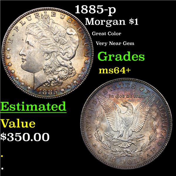 1885-p Morgan Dollar $1 Grades Choice+ Unc