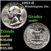 Image 1 : 1953-d Washington Quarter 25c Grades GEM+ Unc