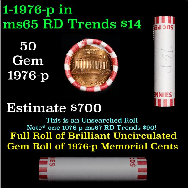Shotgun Lincoln 1c roll, 1976-p 50 pcs Bank Wrapper.