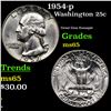 Image 1 : 1954-p Washington Quarter 25c Grades GEM Unc