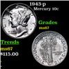 Image 1 : 1943-p Mercury Dime 10c Grades GEM++ Unc