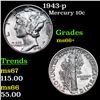 Image 1 : 1943-p Mercury Dime 10c Grades GEM++ Unc