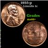 Image 1 : 1955-p Lincoln Cent 1c Grades GEM++ Unc