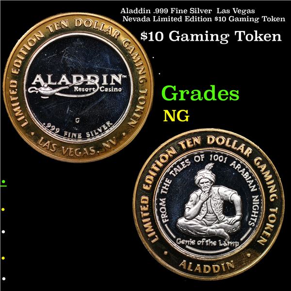 Aladdin .999 Fine Silver  Las Vegas Nevada Limited Edition $10 Gaming Token