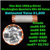 Image 1 : ***Auction Highlight*** Full Roll of Silver Unc 1964-p Washington 25c, 40 Coins in Total Brilliant U