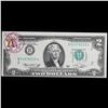 Image 2 : 1976 $2 Federal Reserve Note 1st Day of Issue, with Stamp Grades Choice CU