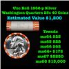 Image 1 : ***Auction Highlight*** Full Roll of Silver Unc 1962-p Washington 25c, 40 Coins in Total Brilliant U