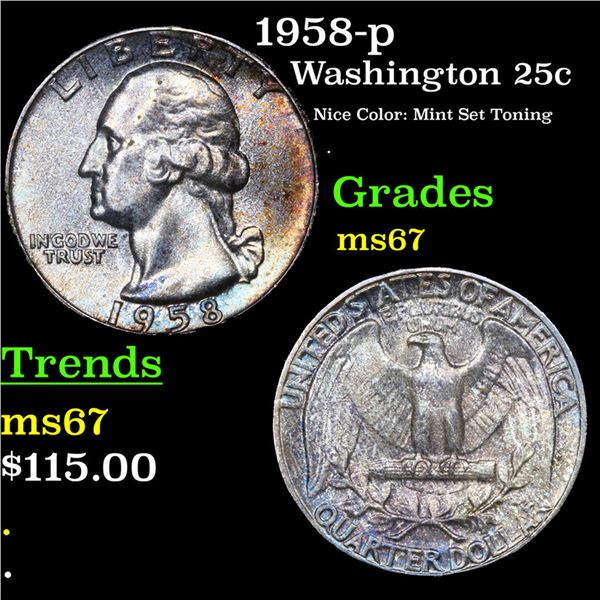 1958-p Washington Quarter 25c Grades GEM++ Unc