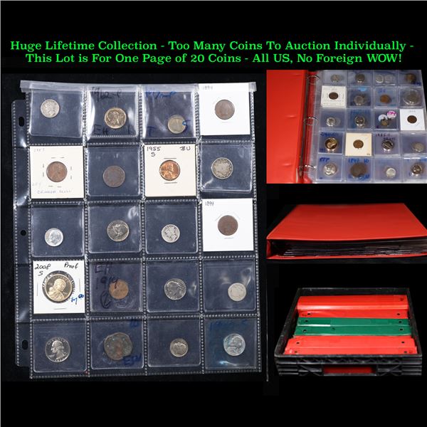 Huge Liifetime Collection - Too Many Coins To Auction Individually - This Lot is For One Page of 20 