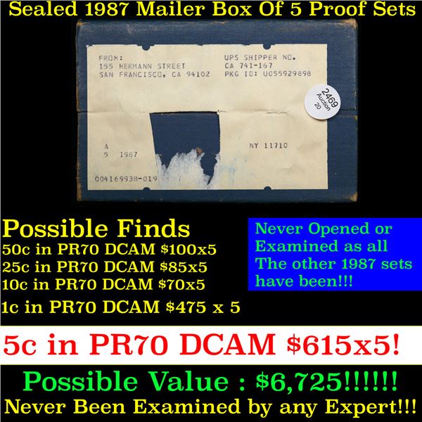 Original sealed box 5- 1987 United States Mint Proof Sets