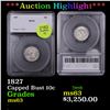 Image 1 : ***Auction Highlight*** 1827 Capped Bust Dime 10c Graded ms63 BY SEGS (fc)
