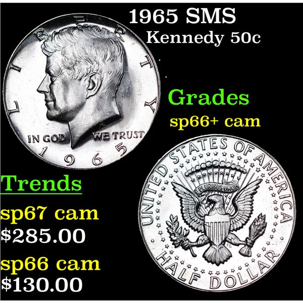 1965 SMS Kennedy Half Dollar 50c Grades sp66+ cam