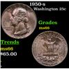 Image 1 : 1950-s Washington Quarter 25c Grades GEM+ Unc