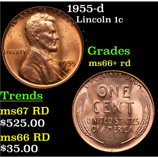 1955-d Lincoln Cent 1c Grades GEM++ RD