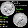Image 1 : 1921-p Peace Dollar $1 Grades vf+