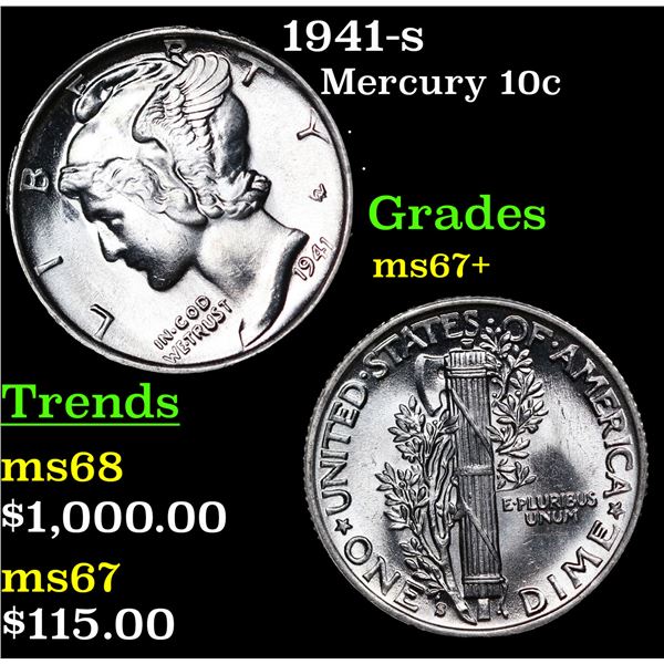 1941-s Mercury Dime 10c Grades Gem++ Unc