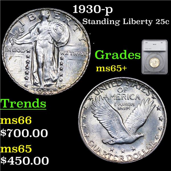 1930-p Standing Liberty Quarter 25c Graded ms65+ By SEGS