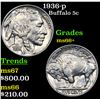 Image 1 : 1936-p Buffalo Nickel 5c Grades GEM++ Unc
