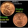 Image 1 : 1945-s Lincoln Cent 1c Grades GEM+ Unc RD