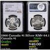 Image 1 : NGC 1966 Canada $1 Silver Canada Dollar KM# 64.1 $1 Graded ms61 By NGC