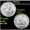 Image 1 : 1942-p Walking Liberty Half Dollar 50c Grades Select AU