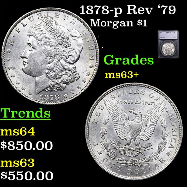 1878-p Rev '79 Morgan Dollar $1 Graded ms63+ BY SEGS