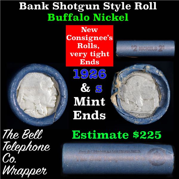 Buffalo Nickel Shotgun Roll in Old Bank Style 'Bell Telephone'  Wrapper 1926 &s Mint Ends