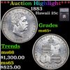 Image 1 : ***Auction Highlight*** 1883 Hawaii Quarter 25c Graded ms65+ BY SEGS (fc)