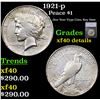 Image 1 : 1921-p Peace Dollar $1 Graded xf40 details BY SEGS