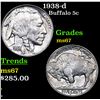 Image 1 : 1938-d Buffalo Nickel 5c Grades GEM++ Unc