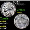 Image 1 : 1942-s Jefferson Nickel 5c Grades GEM+ Unc