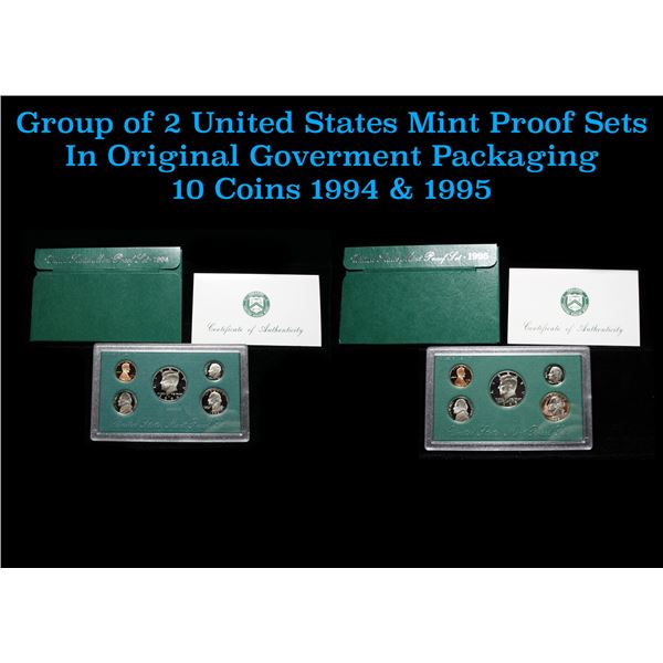 Group of 2 United States Mint Proof Sets 1994-1995 10 coins.