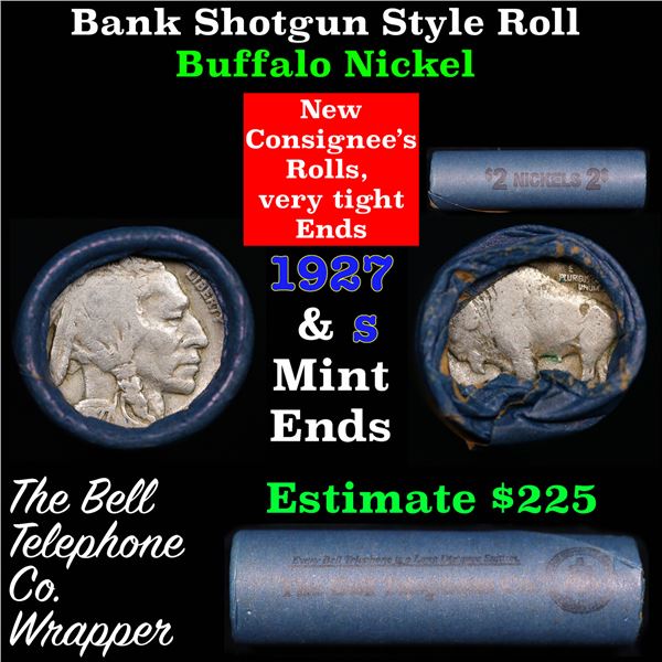 Buffalo Nickel Shotgun Roll in Old Bank Style 'Bell Telephone'  Wrapper 1927 &s Mint Ends