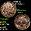Image 1 : 1938-d Buffalo Nickel 5c Grades GEM+ Unc