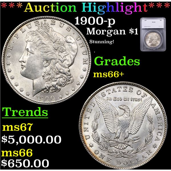 ***Auction Highlight*** 1900-p Morgan Dollar $1 Graded ms66+ BY SEGS (fc)