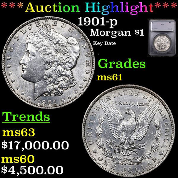 ***Auction Highlight*** 1901-p Morgan Dollar $1 Graded ms61 BY SEGS (fc)