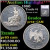 Image 1 : Proof ***Auction Highlight*** 1880 Trade Dollar $1 Graded pr64+ CAM BY SEGS (fc)