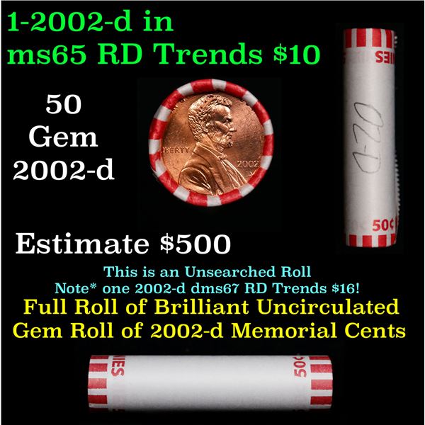 Shotgun Lincoln 1c roll, 2002-d 50 pcs Bank Wrapper.