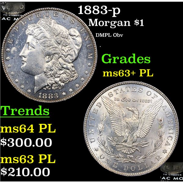 1883-p Morgan Dollar $1 Grades Select Unc+ PL
