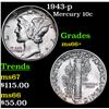 Image 1 : 1943-p Mercury Dime 10c Grades GEM++ Unc