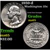 Image 1 : 1959-d Washington Quarter 25c Grades GEM Unc