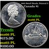 Image 1 : 1965 Small Beads, Pointed 5 Canada Dollar $1 Grades GEM+ UNC PL