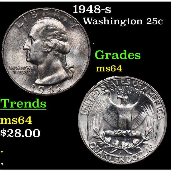 1948-s Washington Quarter 25c Grades Choice Unc