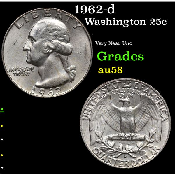 1962-d Washington Quarter 25c Grades Choice AU/BU Slider