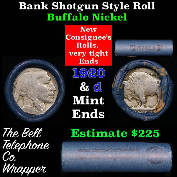 Buffalo Nickel Shotgun Roll in Old Bank Style 'Bell Telephone'  Wrapper 1920 &d Mint Ends