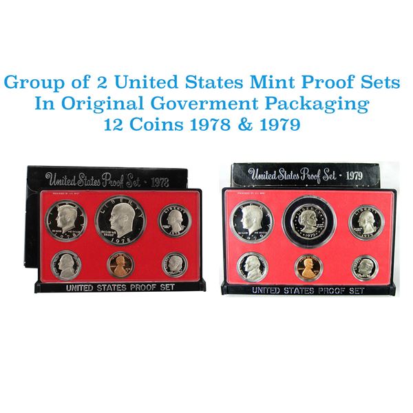 Group of 2 United States Mint Proof Sets 1978-1979 12 coins
