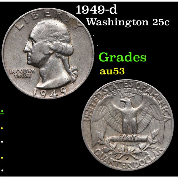 1949-d Washington Quarter 25c Grades Select AU