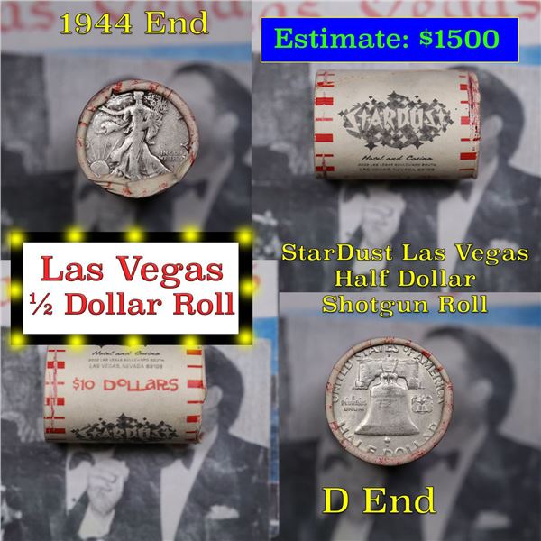 ***Auction Highlight*** Old Casino 50c Roll $10 Halves Las Vegas Casino Stardust 1944 Walker & D fra