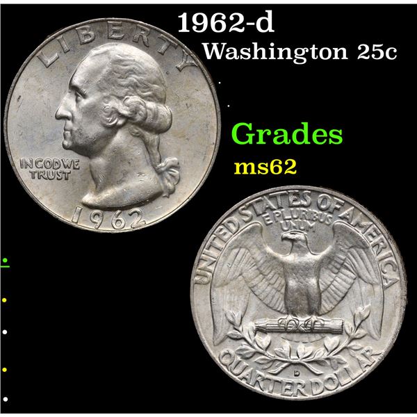 1962-d Washington Quarter 25c Grades Select Unc