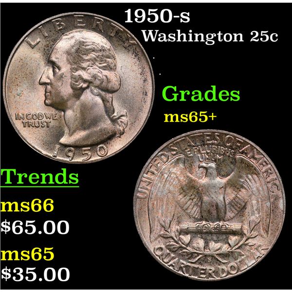 1950-s Washington Quarter 25c Grades GEM+ Unc